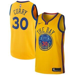 Nike Men’s Yellow & Blue Stephen Curry ‘The Bay’ Basketball Jersey
